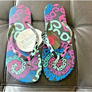 Robin Ruth Women Size Small/ 6-7‎ Costa Rica Spiral FlipFlop Sandals Black Multi